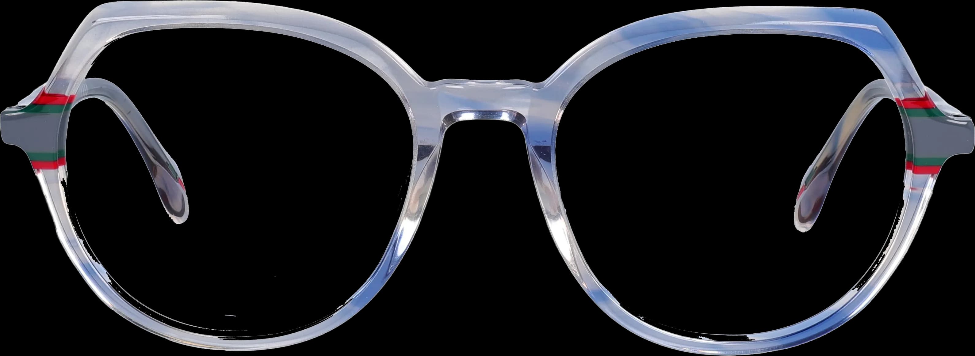 Blue Small optical frame front view with arms open