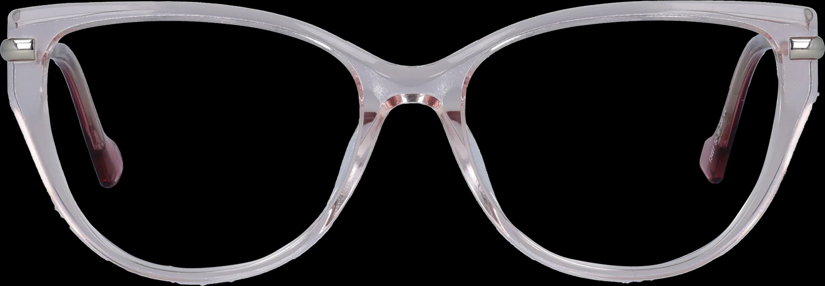Transparent peach Medium optical frame front view with arms open